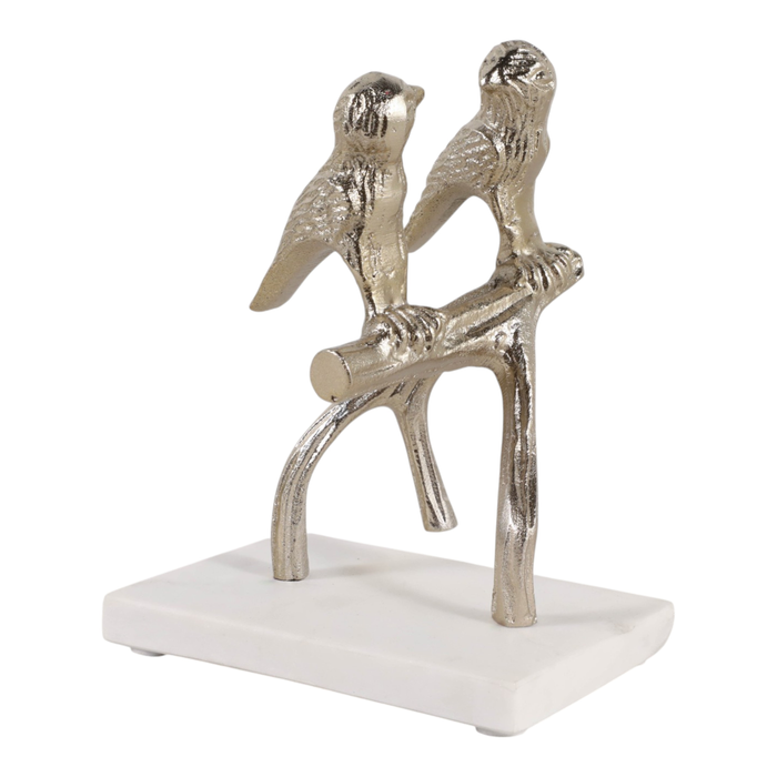 7.75” Birds on a Branch with Marble Base – Gold