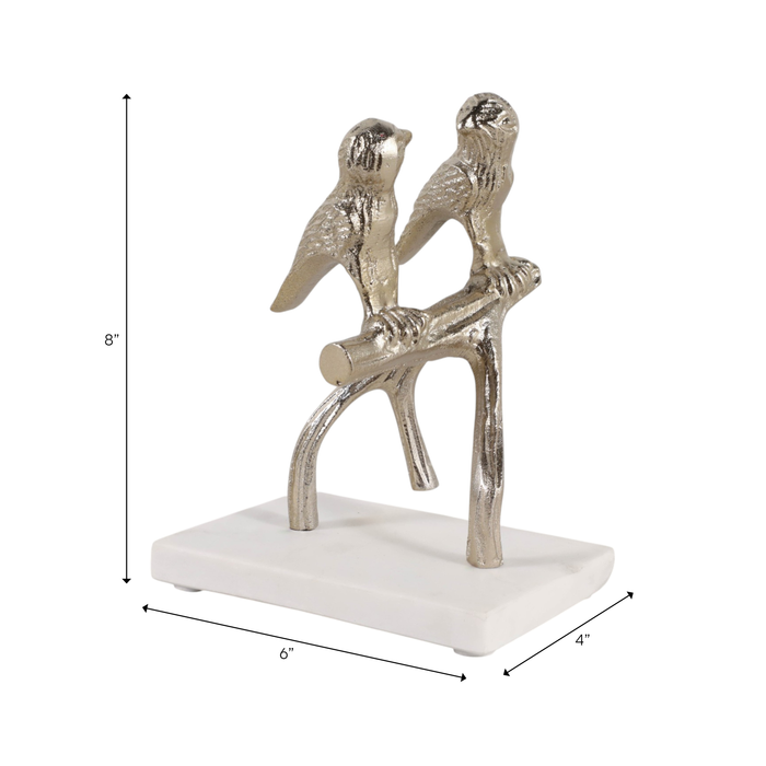 7.75” Birds on a Branch with Marble Base – Gold