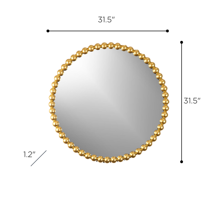 Round Gold Beaded Mirror