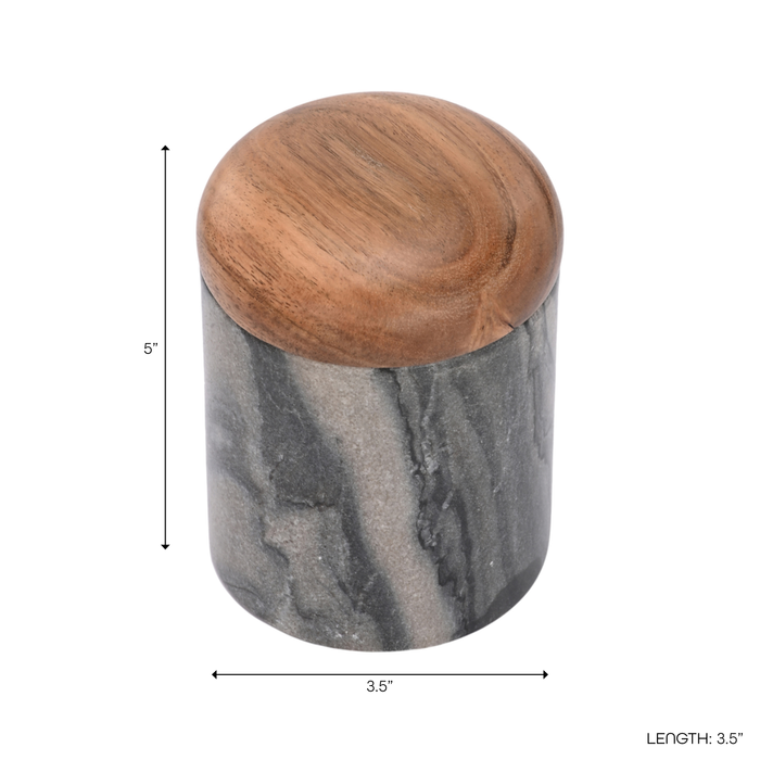 5” Curved Marble Box with Acacia Wood – Stone