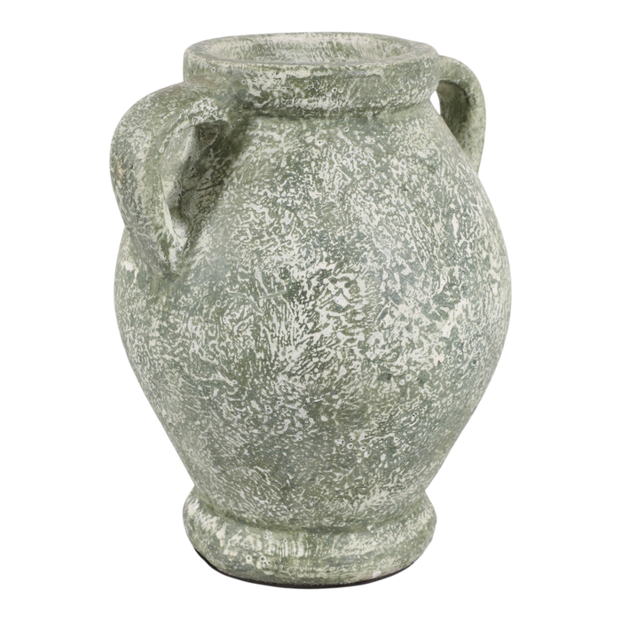 10.25” Terracotta Vase with Handle – Green 