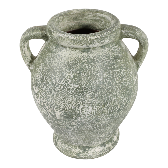 10.25” Terracotta Vase with Handle – Green 