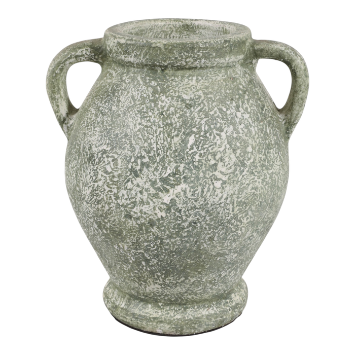 10.25” Terracotta Vase with Handle – Green 