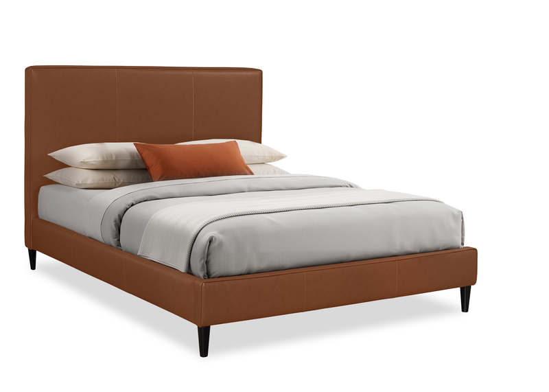 Alix Upholstered Platform Bed in Brown Fabric – Queen Size 