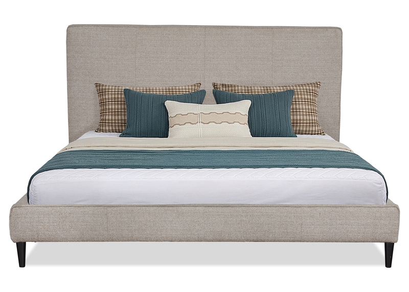 Alix Upholstered Platform Bed in Grey Fabric – King Size 