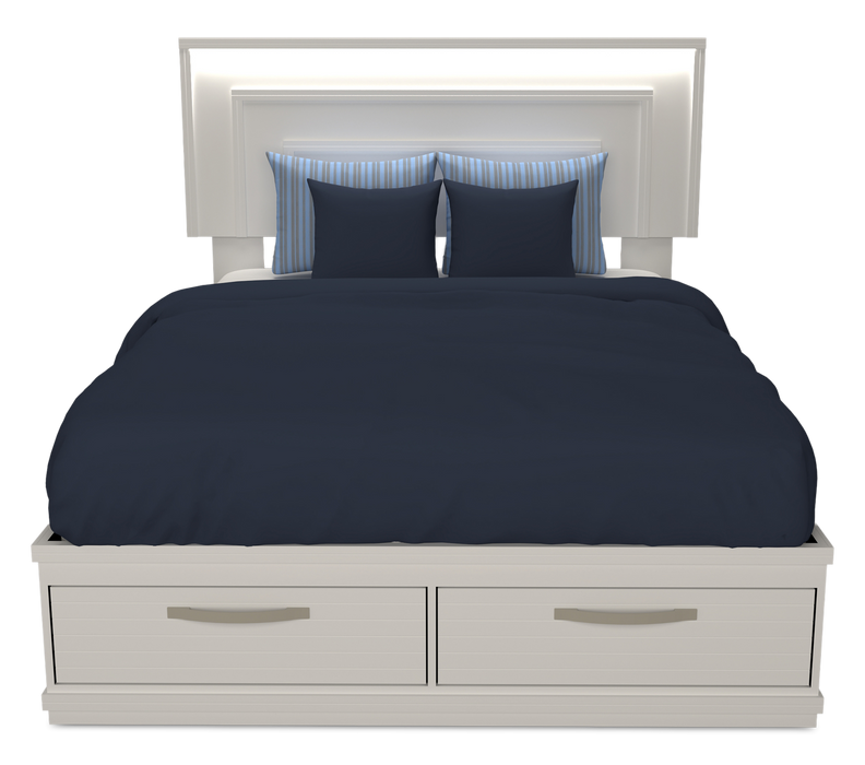Alpine Panel Headboard with Built-in LED, Made in Canada, White - Full/Queen Size