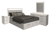 Alpine 6pc Bedroom Set with Storage Bed, Dresser, Mirror & Nightstand, White - Queen
