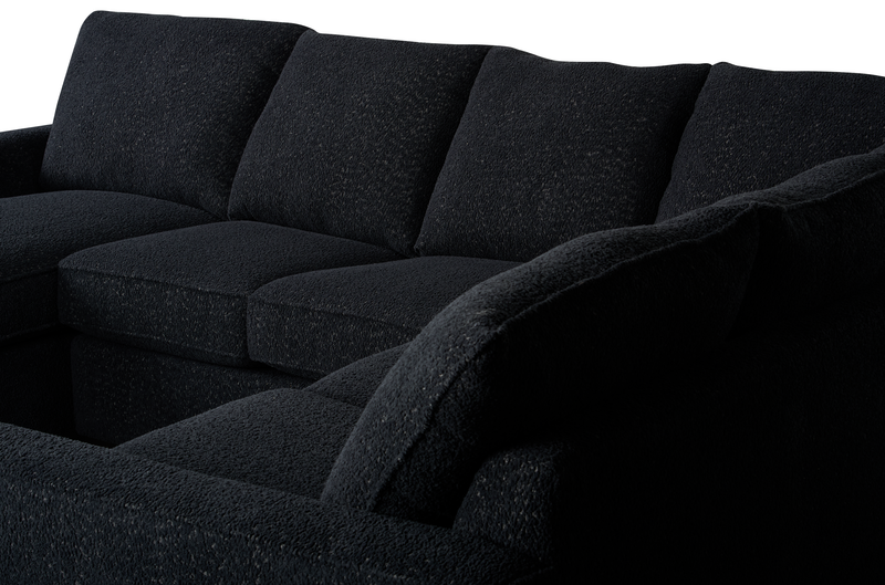 Made in Canada Customizable Sofa Lab Arc 3 Piece Left-Facing Fabric Sectional with Chaise - Teddy Raven