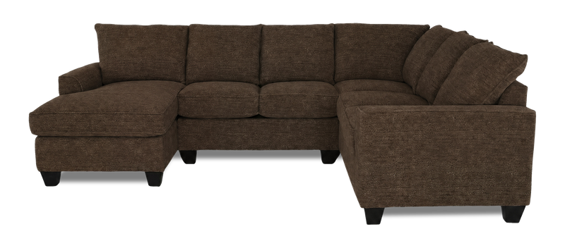 Made in Canada Customizable Sofa Lab Arc 3 Piece Left-Facing Fabric Sectional with Chaise - Teddy Walnut