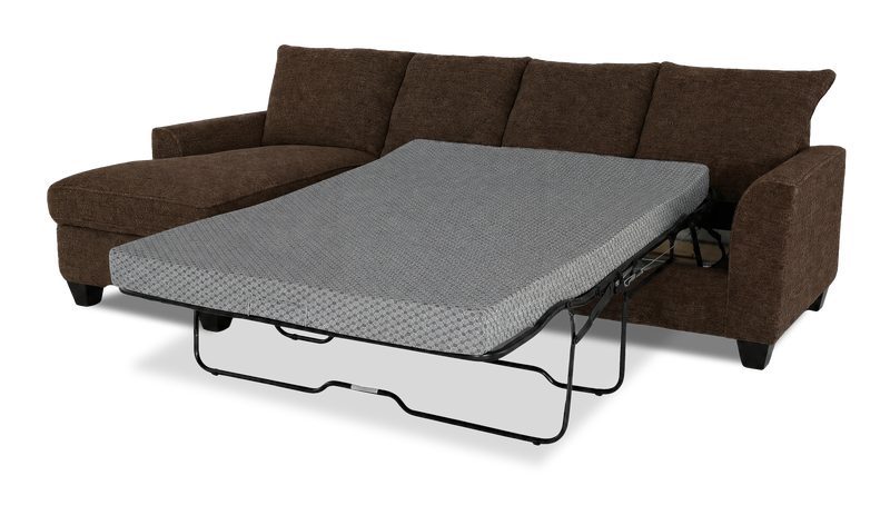 Made in Canada Customizable Sofa Lab Arc Fabric Left-Facing Sofabed Sectional - Teddy Walnut
