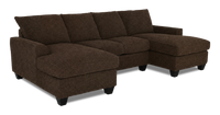 Made in Canada Customizable Sofa Lab Arc Fabric Double Chaise Sectional - Teddy Walnut