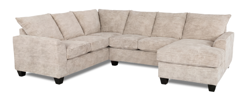 Made in Canada Customizable Sofa Lab Arc 3 Piece Right-Facing Fabric Sectional with Chaise – Plush Parchment