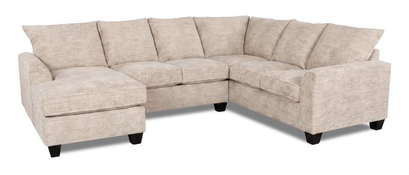 Made in Canada Customizable Sofa Lab Arc 3 Piece Left-Facing Fabric Sectional with Chaise - Plush Parchment