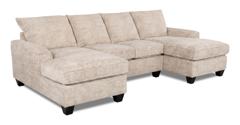 Made in Canada Customizable Sofa Lab Arc Fabric Double Chaise Sectional - Plush Parchment