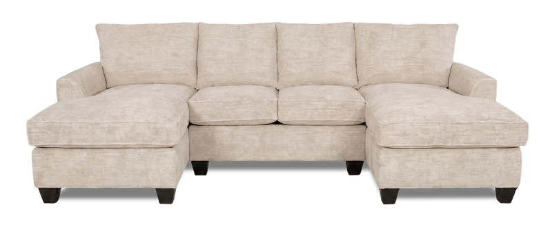 Made in Canada Customizable Sofa Lab Arc Fabric Double Chaise Sectional - Plush Parchment