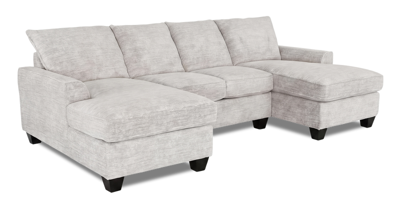 Made in Canada Customizable Sofa Lab Arc Fabric Double Chaise Sectional - Plush Oyster