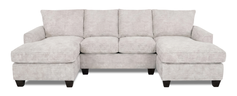 Made in Canada Customizable Sofa Lab Arc Fabric Double Chaise Sectional - Plush Oyster