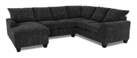 Made in Canada Customizable Sofa Lab Arc 3 Piece Left-Facing Fabric Sectional with Chaise – Plush Charcoal 