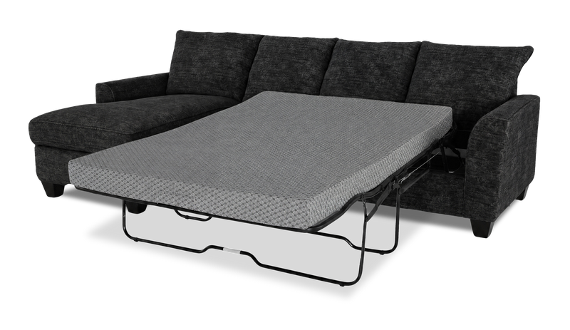 Made in Canada Customizable Sofa Lab Arc Fabric Left-Facing Sofabed Sectional - Plush Charcoal 
