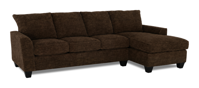 Made in Canada Customizable Sofa Lab Arc Right-Facing Fabric Sofa Chaise  – Plush Chocolate