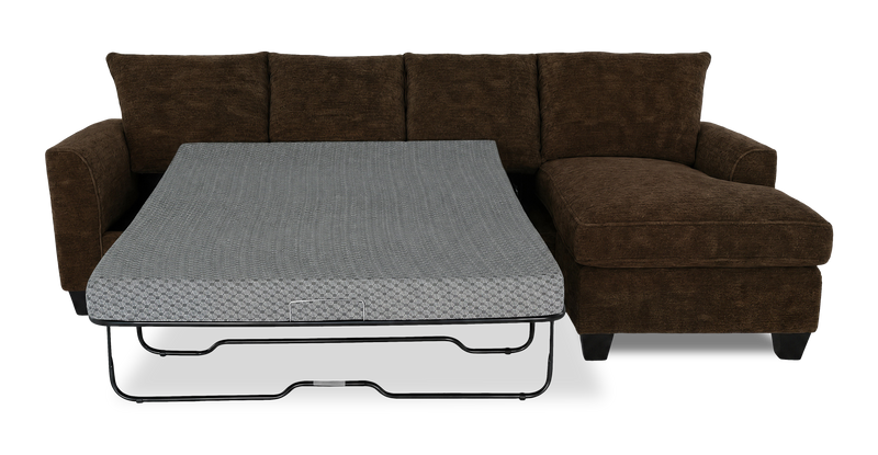 Made in Canada Customizable Sofa Lab Arc Fabric Right-Facing Sofabed Sectional - Plush Chocolate