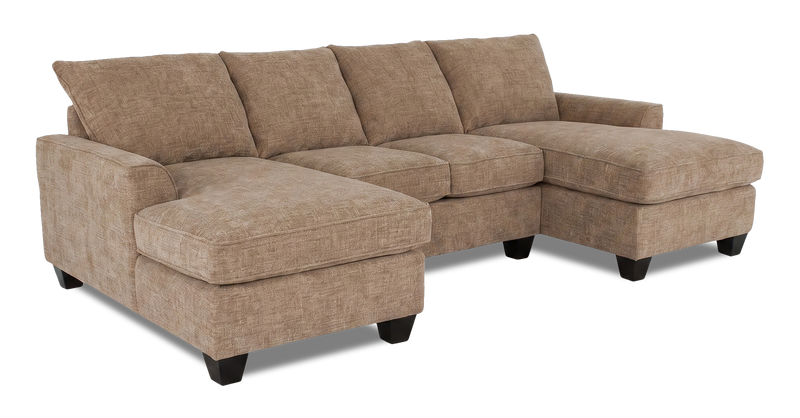 Made in Canada Customizable Sofa Lab Arc Fabric Double Chaise Sectional - Chenille Praline
