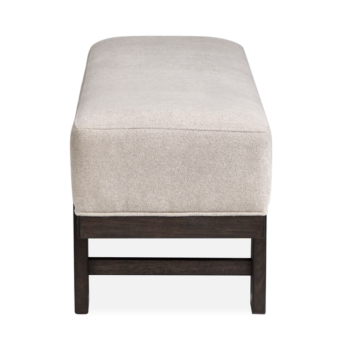 Arden Dining Bench with Cushion Fabric Seat, Wood, 47.24\"W - Espresso Brown/Beige