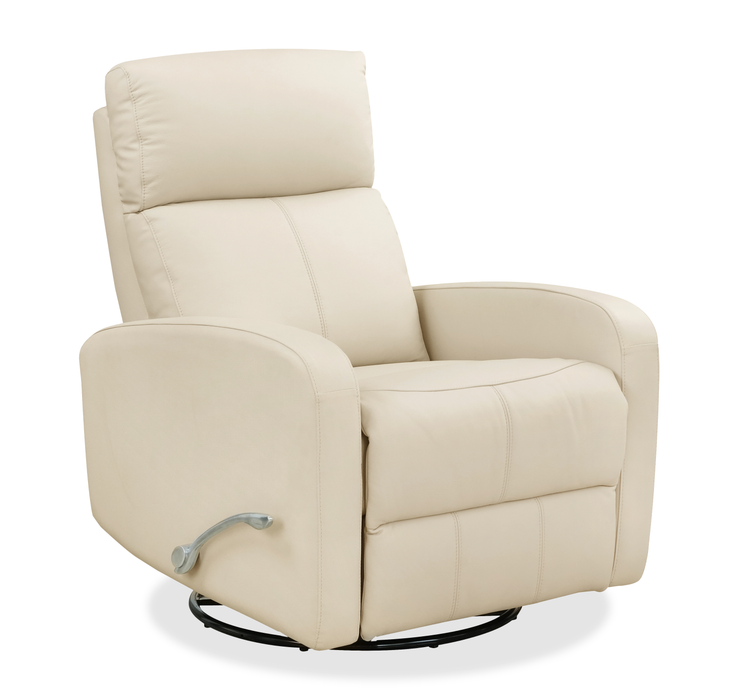 Asher 31.5\" Genuine Leather Swivel Glider Reclining Chair – Beige