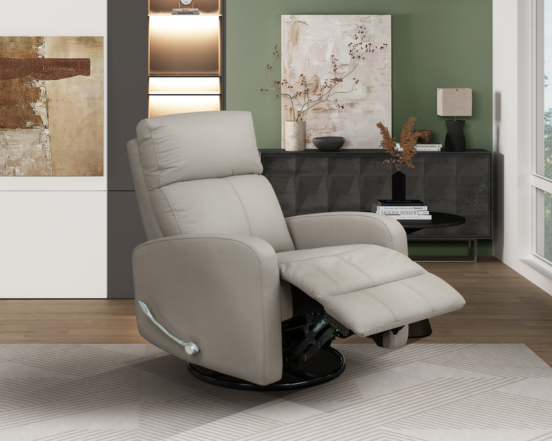 Asher 31.5\" Genuine Leather Power Reclining Chair – Light Grey