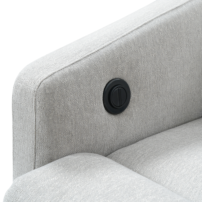 Cindy Crawford Home Aspen 33.5\" Fabric Swivel Power Reclining Chair with Power Footrest - Silver
