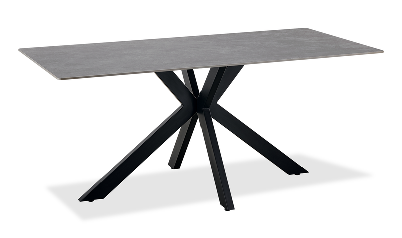 Atlas 5pc Dining Set with Table & 4 Chairs, Sintered Stone & Metal, 71\"W - Grey/Black