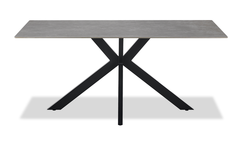 Atlas Dining Table with Sintered Stone Top, 71\"W, Metal - Grey/Black
