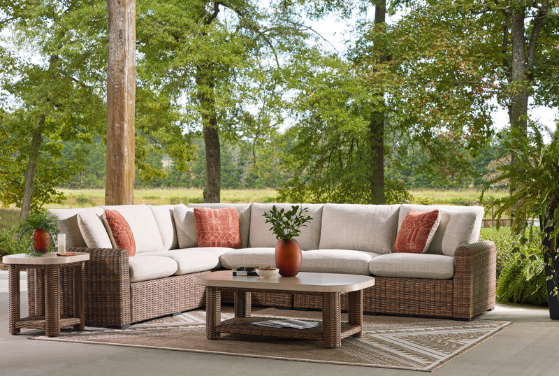 Banff 4-Piece Outdoor Patio Set with 2 Loveseats, Corner Chair & Armless Chair - Brown/Beige