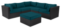 Barbados 6-Piece Patio Set with Ottoman – Blue  
