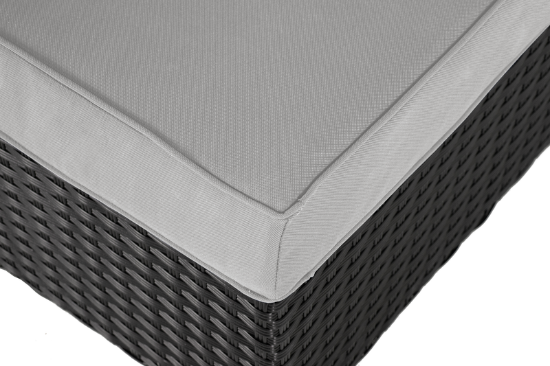Barbados Corner Outdoor Patio Chair - Hand-Woven Resin Wicker, UV & Weather Resistant - Black/Grey