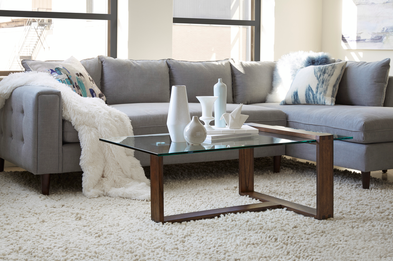 Bartley 48” Rectangular Coffee Table with Glass Top - Acorn