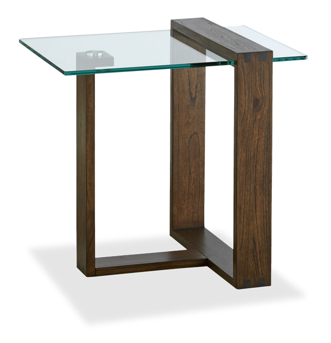 Bartley 40” Rectangular End Table with Glass Top – Acorn