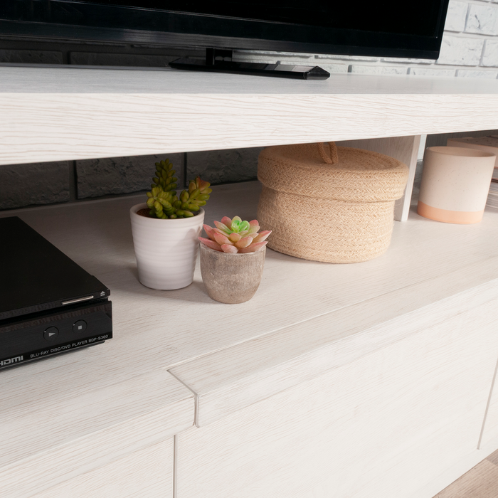Bromley 81” 2-Piece TV Stand with Credenza for TVs up to 90” – Alabaster Oak