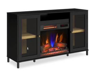 Cayman 54” Contemporary Electric Fireplace TV Stand for TVs up to 58” – Dark Walnut | Meuble pour téléviseur contemporain Cayman de 54 po avec foyer électrique pour téléviseurs jusqu’à 58 po - noyer foncé