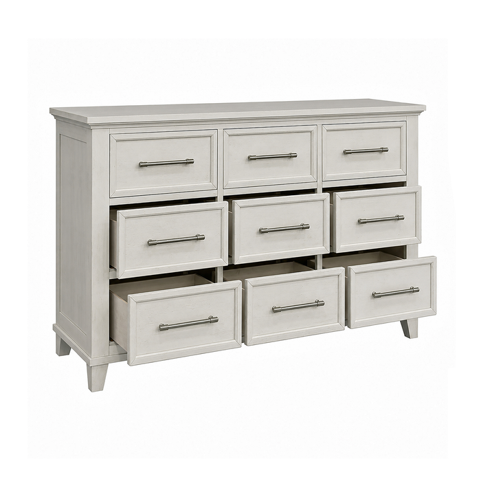 Celine Bedroom 9-Drawer Dresser, 64\"W x 38\"H - Ivory