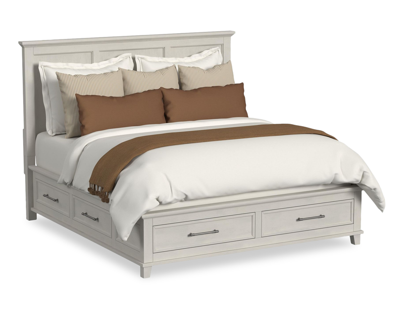 Celine Platform Storage Bed with Headboard & Frame, Ivory - King Size