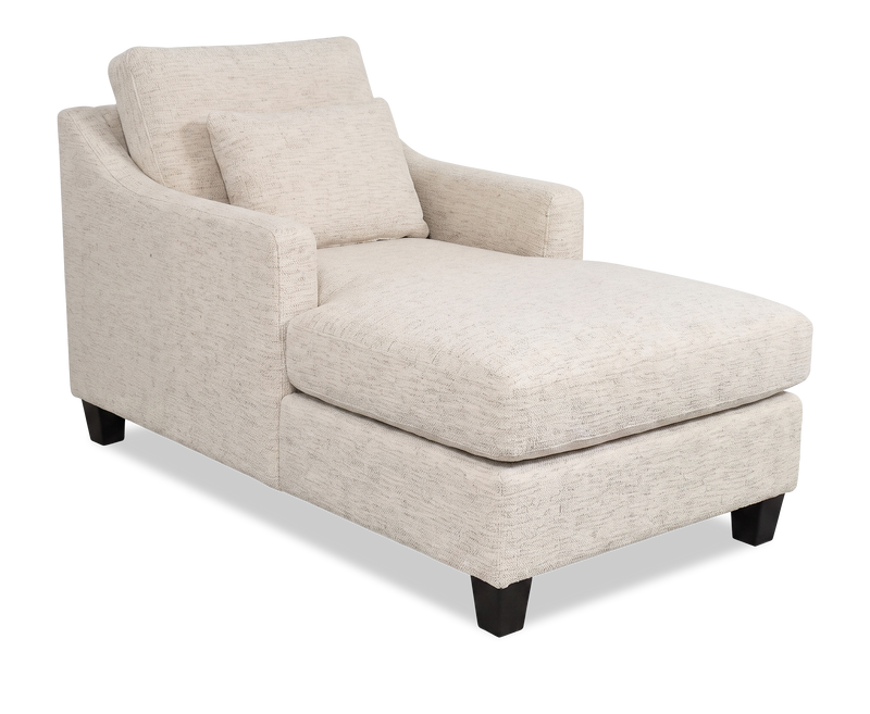 Made in Canada Sofa Lab Customizable 36\" Fabric Accent Chaise with Wood Legs – Chenille White