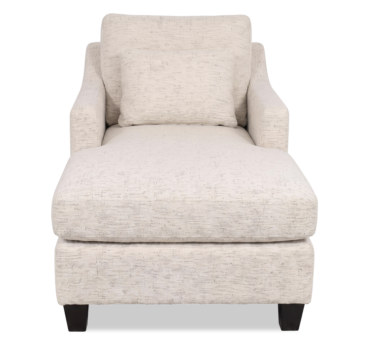 Made in Canada Sofa Lab Customizable 36\" Fabric Accent Chaise with Wood Legs – Chenille White