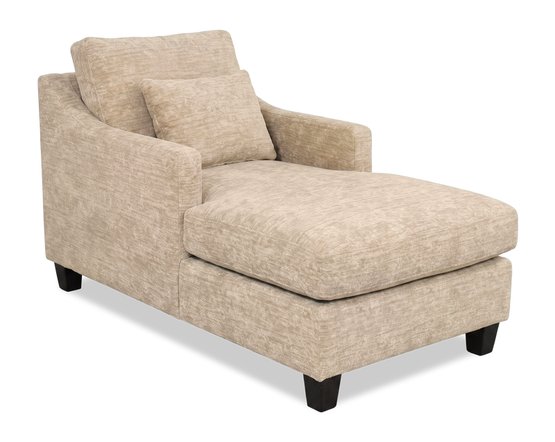 Made in Canada Sofa Lab Customizable 36\" Fabric Accent Chaise with Wood Legs – Plush Parchment 