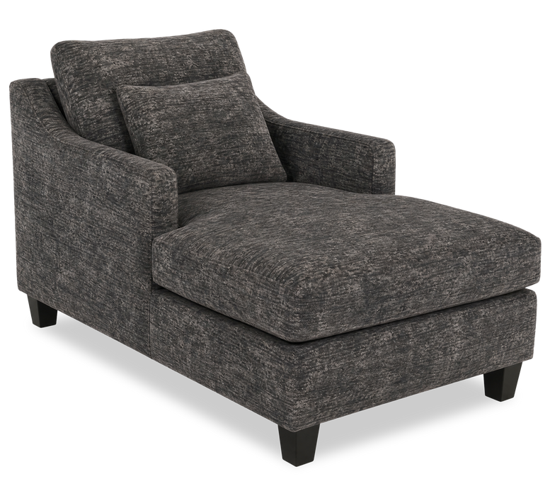 Made in Canada Sofa Lab Customizable 36\" Fabric Accent Chaise with Wood Legs – Plush Charcoal  