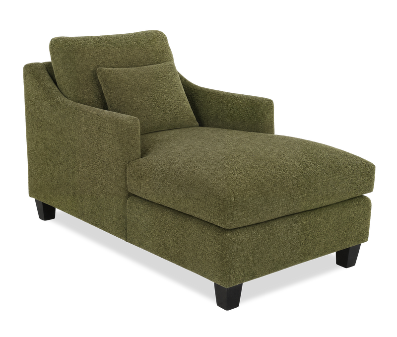 Made in Canada Sofa Lab Customizable 36\" Fabric Accent Chaise with Wood Legs – Chenille Moss 