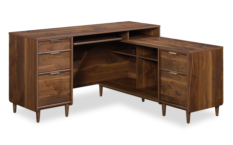 Clifford Place 59.06“ L -Shaped Desk with 5 Drawers – Grand Walnut