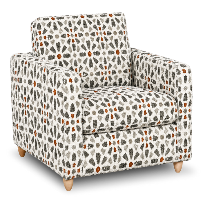 Made in Canada Sofa Lab Customizable Club 36\" Fabric Accent Chair with Wood Legs – Copper Accent Fabric 