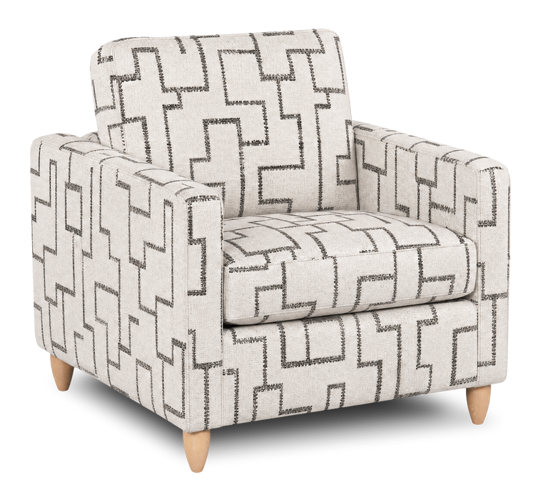 Made in Canada Sofa Lab Customizable Club 36\" Fabric Accent Chair with Wood Legs – Tar Accent Fabric 