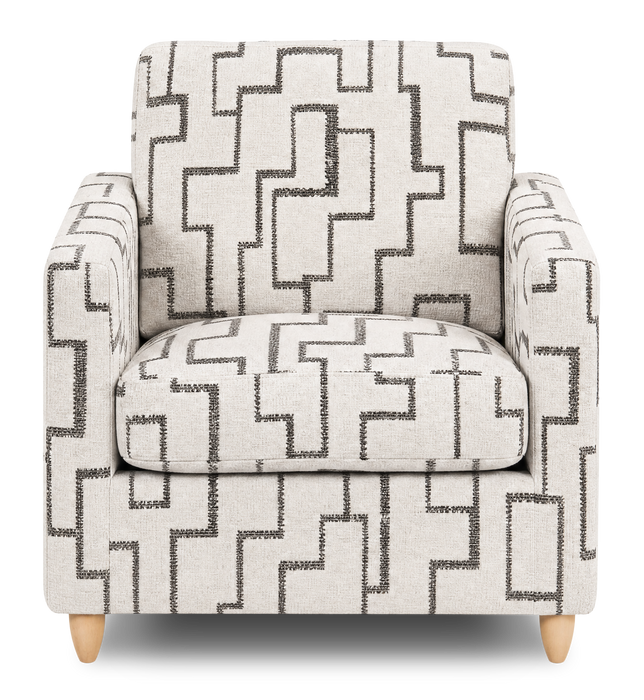 Made in Canada Sofa Lab Customizable Club 36\" Fabric Accent Chair with Wood Legs – Tar Accent Fabric 